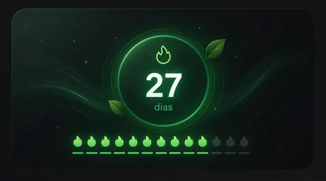 Sistema de check-in e streaks com contador de 27 dias
